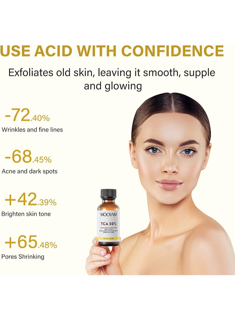 موويام سيروم تقشير الحمضيات الاحترافي 50%، محلول تقشير TCA 50%، أفضل مقشر كيميائي للوجه للبشرة الداكنة، البقع الداكنة، حب الشباب، والتجاعيد، 1FL.OZ/30ML - Image 3