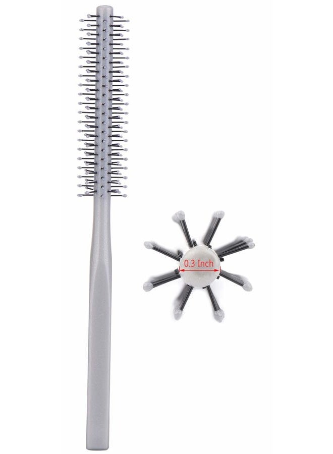 Perfehair Small Mini Plastic Round Hair Styling Brush with Nylon Bristle for Short Hair Blow Drying, 1 Inch Diameter Barrel - Image 1