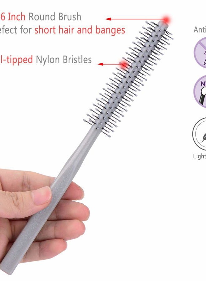 Perfehair Small Mini Plastic Round Hair Styling Brush with Nylon Bristle for Short Hair Blow Drying, 1 Inch Diameter Barrel - Image 4