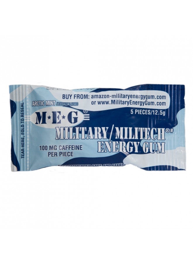 MEG ميغ - علكة الطاقة العسكرية | 100 ملغ من الكافيين لكل قطعة + زيادة الطاقة + تعزيز الأداء البدني + نعناع القطب الشمالي 8 عبوات (40 قطعة) - Image 2