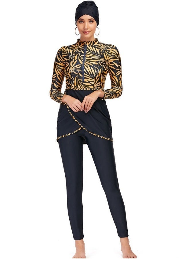 NADANBAO Muslim Swimsuits for Women 3 Piece Long Sleeve Modest Swimwear Islamic Arabic Swimming Costume L - Image 2