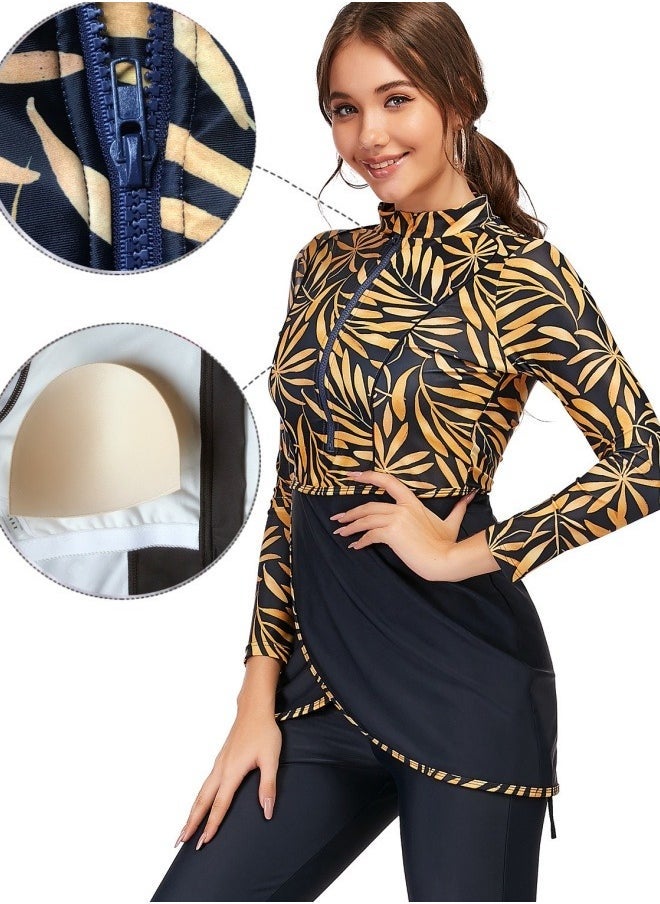 NADANBAO Muslim Swimsuits for Women 3 Piece Long Sleeve Modest Swimwear Islamic Arabic Swimming Costume L - Image 4