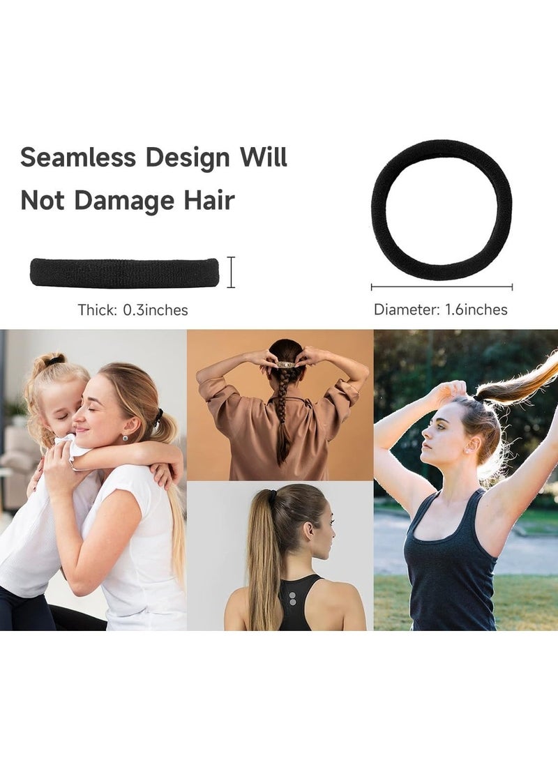 Dantiya 54 Pcs Black Seamless Hair Ties for Women & Girls, Soft Stretch Elastic Hair Bands, Thick Hair Band Elastic Hair Ties Pain Free, No Damage Ponytail Holder for Long Lasting Braids, Cotton Hair Bands, Perfect for Medium, Thick & Thin Hair, Strong Hold Daily Wear Hair Accessories - Image 2
