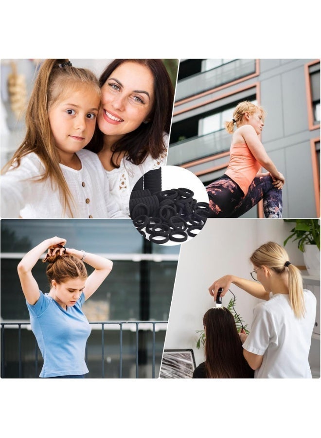 Dantiya 54 Pcs Black Seamless Hair Ties for Women & Girls, Soft Stretch Elastic Hair Bands, Thick Hair Band Elastic Hair Ties Pain Free, No Damage Ponytail Holder for Long Lasting Braids, Cotton Hair Bands, Perfect for Medium, Thick & Thin Hair, Strong Hold Daily Wear Hair Accessories - Image 5