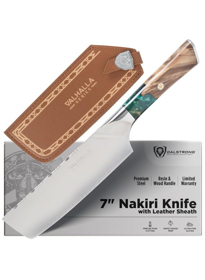 Dalstrong Nakiri Knife - 7 inch - Valhalla Series - 9CR18MOV High Carbon Steel - Vegetable Knife - Celestial Resin & Wood Handle - w/Sheath - Image 1