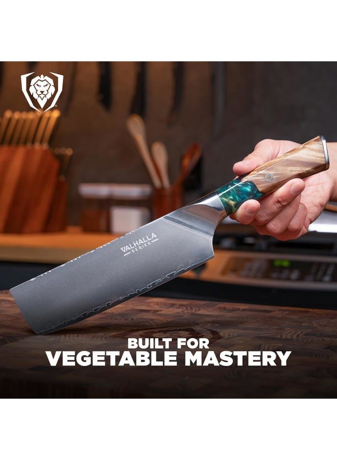 Dalstrong Nakiri Knife - 7 inch - Valhalla Series - 9CR18MOV High Carbon Steel - Vegetable Knife - Celestial Resin & Wood Handle - w/Sheath - Image 5