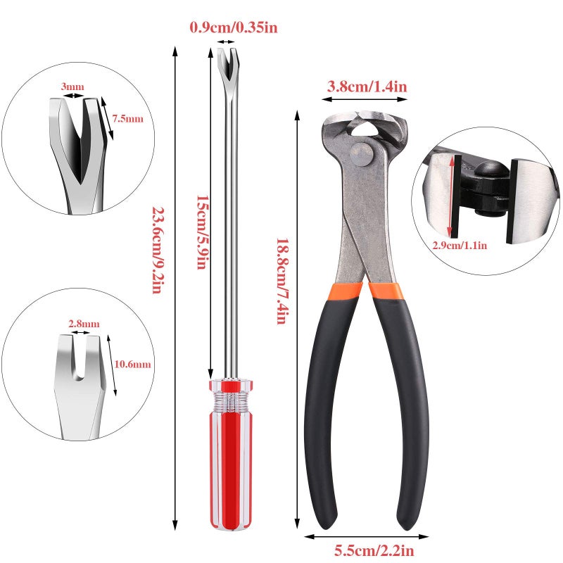Honoson 3 عبوات أداة إزالة المسامير، أداة نزع المسامير، مقصات، أداة سحب المسامير، مجموعة كماشة قطع النهاية 7 بوصة، كماشة نزع المسامير 6 بوصة مع طرف U قابل للانحناء، طرف V لسحب المسامير لإزالة المسامير، قاطع أسلاك المجوهرات - Image 2