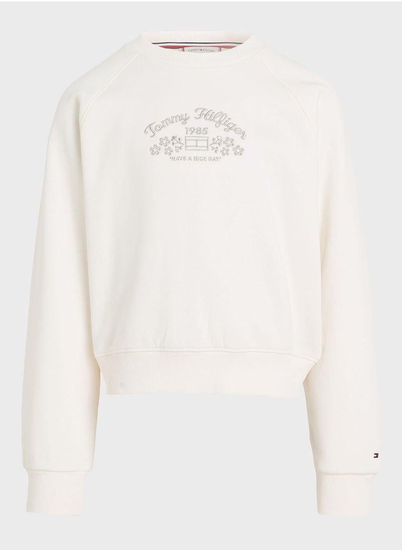 TOMMY HILFIGER Kids Floral Embroidered Sweatshirt  - Image 4