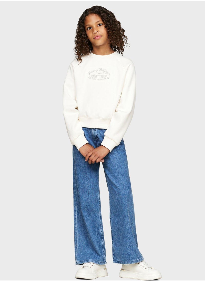 TOMMY HILFIGER Kids Floral Embroidered Sweatshirt  - Image 1