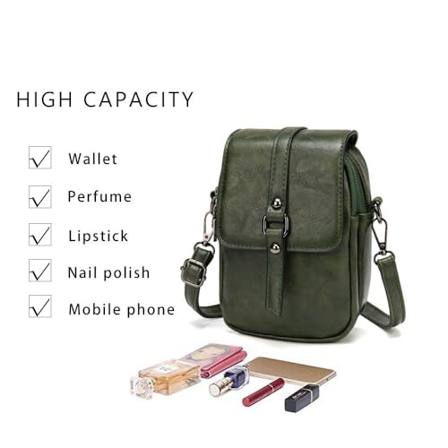 My Friday myfriday Vintage Crossbody Phone Bag for Women, Small PU Leather Shoulder Purse and Handbag with Tassel&Rivet Decoration - Image 3