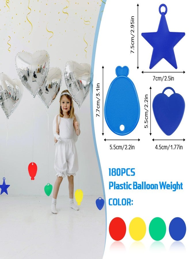 Charnoel 180 Pcs Plastic Balloon Weights Colorful Weights for Balloons for Birthday Party Christmas Wedding Celebration Decoration, Balloon Heart Star Shaped - Image 2