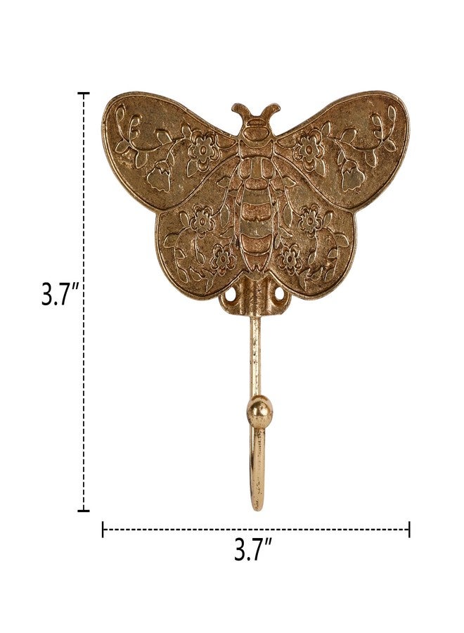 SOFFEE DESIGN 2PCS Metal Butterfly Wall Hooks, Gold Finish Entryway Organizer, Durable Robe Towel Hanger for Bathroom - Image 5