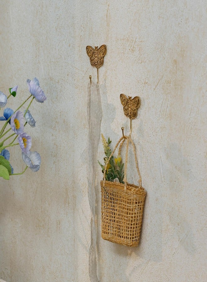 SOFFEE DESIGN 2PCS Metal Butterfly Wall Hooks, Gold Finish Entryway Organizer, Durable Robe Towel Hanger for Bathroom - Image 3