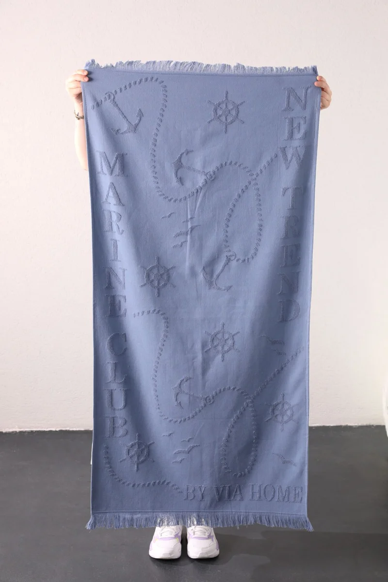 فافورا Trend 100% Cotton Embossed Beach Towel - Blue