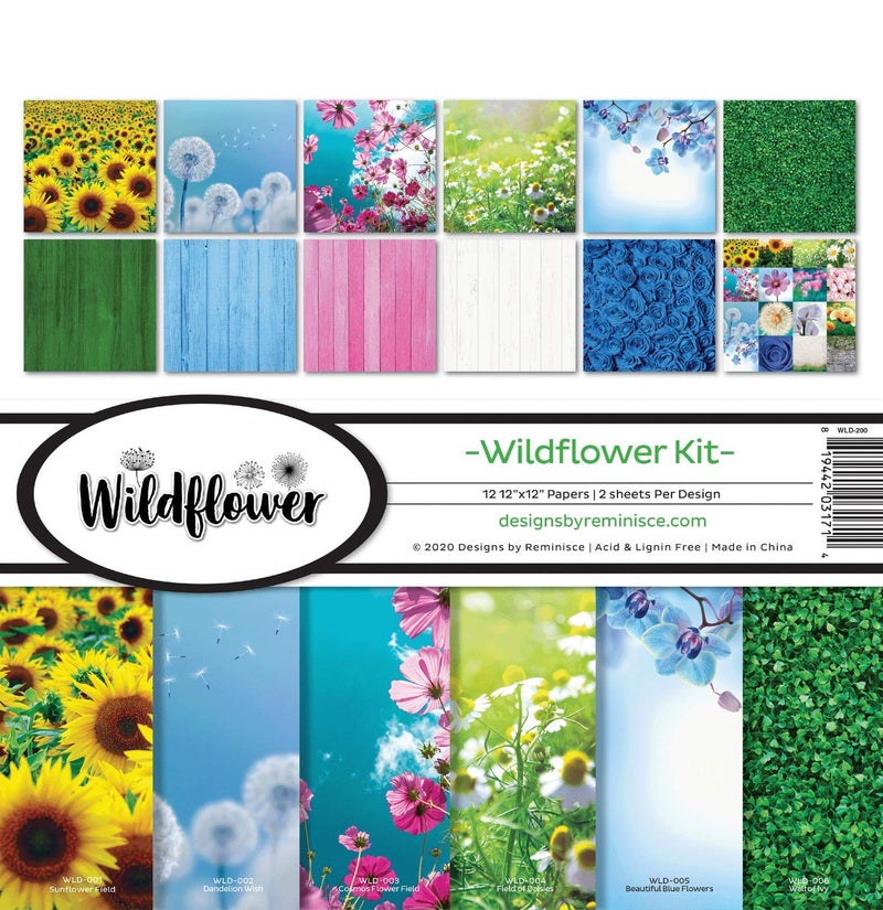 Reminisce Wildflower Collection Scrapbook Kit Paper Crafts Multi Color Palette 12x12 inches