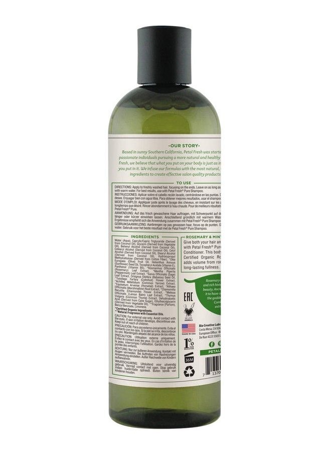 Petal fresh - Pure Volumizing Rosemary & Mint Conditioner For Thin Hair 355 Ml| Silicones Color & Paraben Free| All Natural| 100% Vegan & Cruelty Free - Image 1