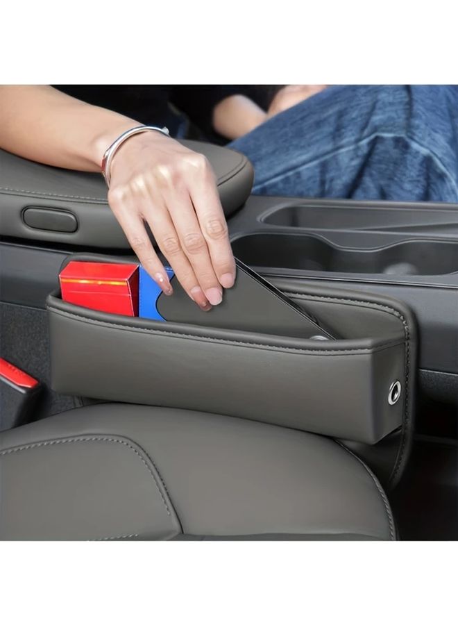 2Pcs PU Leather Car Seat Gap Storage Box Organizer Pocket For Phone Coins Wallet - Image 1