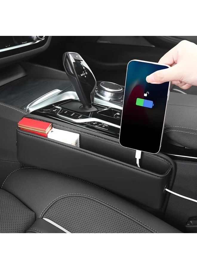 2Pcs PU Leather Car Seat Gap Storage Box Organizer Pocket For Phone Coins Wallet - Image 3