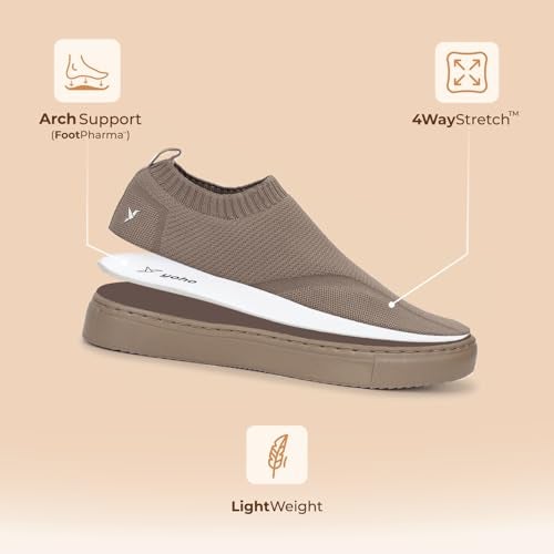 YOHO FreeStep spacious and casual slip on shoes | Comfortable for long hours of walking | Outperforms memory foam | Arch support Insole | Brown - UK 10 - Image 5