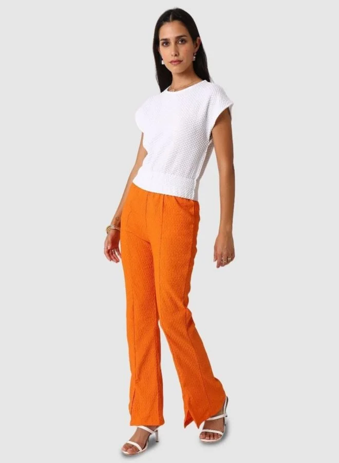 Freehand  Women Regular Fit Textured Boat Neck Sleeveless Gathered Waist Top  | Best Price UAE