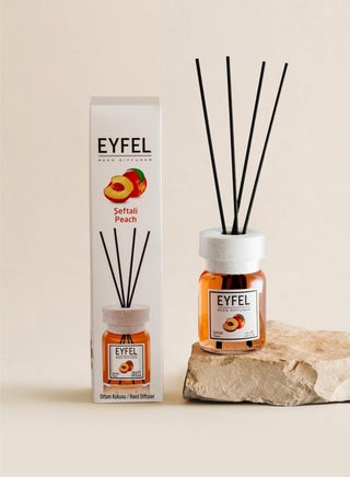 Elegant Reed Diffuser 120ml (Seftali) Peach | Refreshing & Long Lasting Eyfel Reed Diffuser for Home & Office Decor | Juicy Peach Fruity Aroma with 4 Bamboo Sticks - view 2