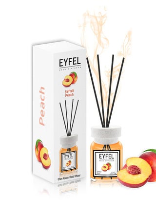 Elegant Reed Diffuser 120ml (Seftali) Peach | Refreshing & Long Lasting Eyfel Reed Diffuser for Home & Office Decor | Juicy Peach Fruity Aroma with 4 Bamboo Sticks - view 4