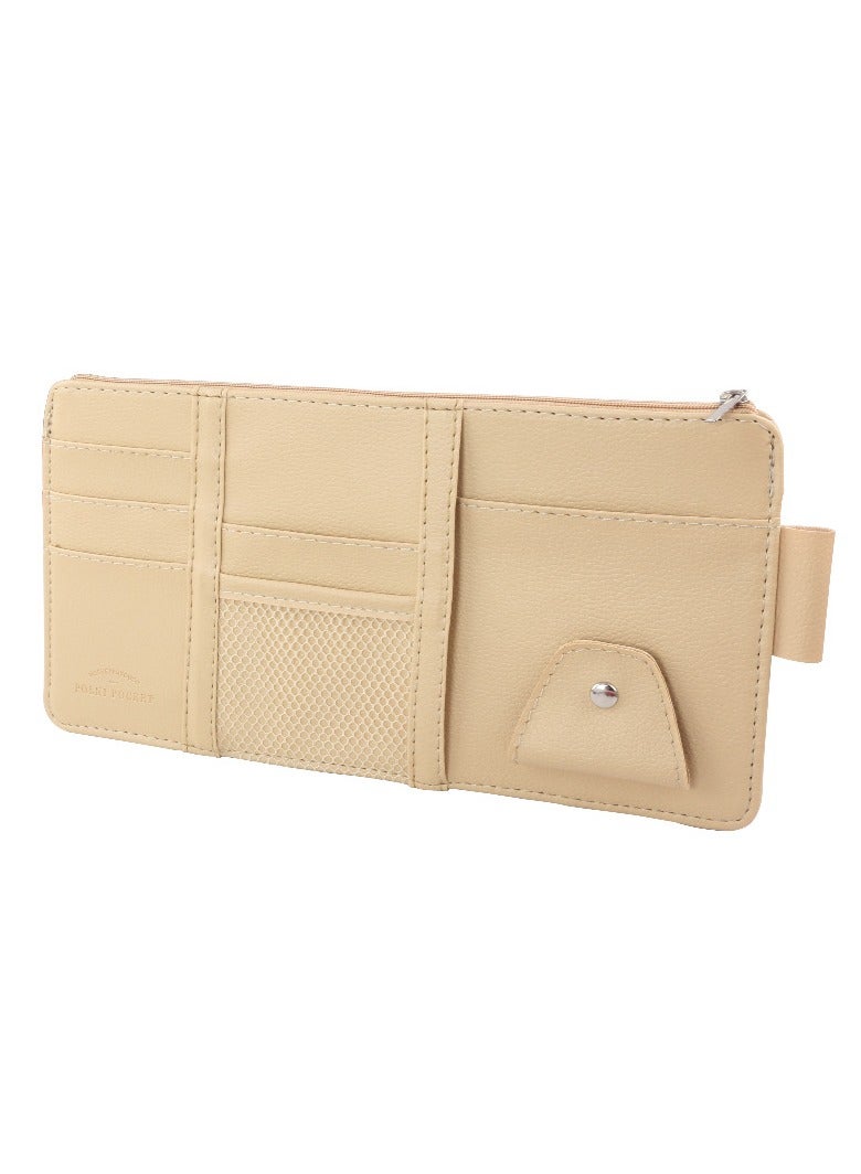 Generic Car Visor Card Clip Organizer - Glasses Clip, Ticket Holder, Document Storage - Interior Accessories for Car Sun Visor(Beige)  - Image 1