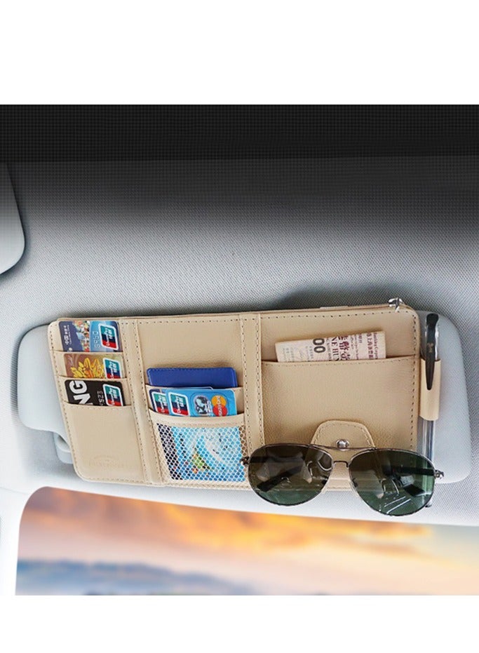 Generic Car Visor Card Clip Organizer - Glasses Clip, Ticket Holder, Document Storage - Interior Accessories for Car Sun Visor(Beige)  - Image 2
