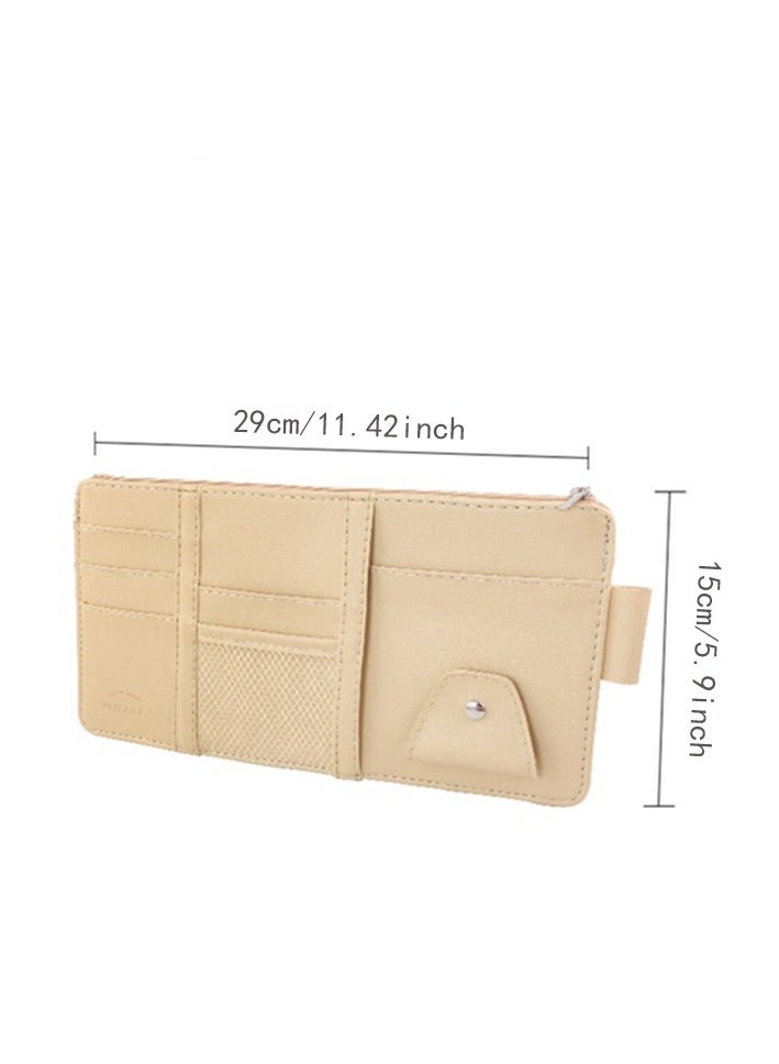 Generic Car Visor Card Clip Organizer - Glasses Clip, Ticket Holder, Document Storage - Interior Accessories for Car Sun Visor(Beige)  - Image 5