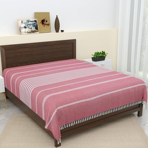 Värde 210 TC Cotton Bedsheet | Handmade Double Bedsheet | Handloom Bedsheets | Without Pillow Cover | Double Bedsheet for Summer (90X100 Inches, 7.5 x 8.3 Feet (Light Mauve) - Image 1
