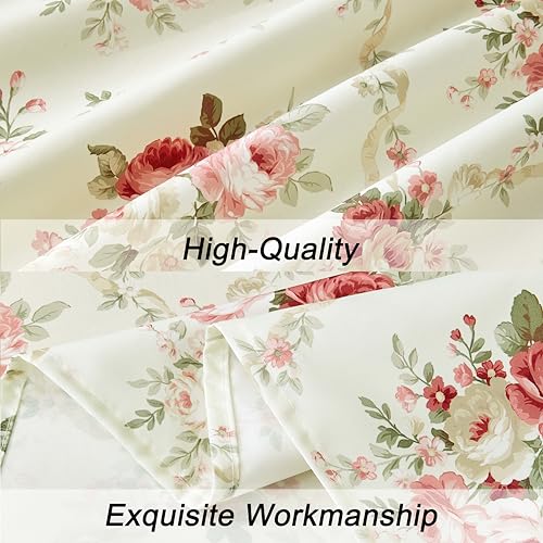 Qahing Vintage Floral Rectangle Tablecloth Shabby Chic Flower Table Cloth Spring Table Cover Waterproof for Dinner Kitchen Picnic, Pink, 60x84 Inches - Image 4