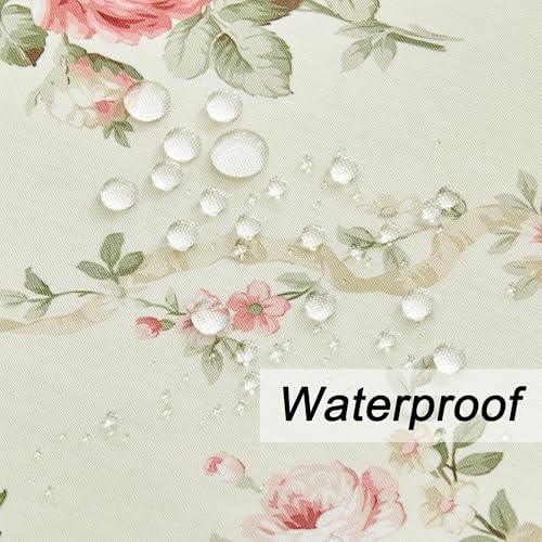 Qahing Vintage Floral Rectangle Tablecloth Shabby Chic Flower Table Cloth Spring Table Cover Waterproof for Dinner Kitchen Picnic, Pink, 60x84 Inches - Image 3