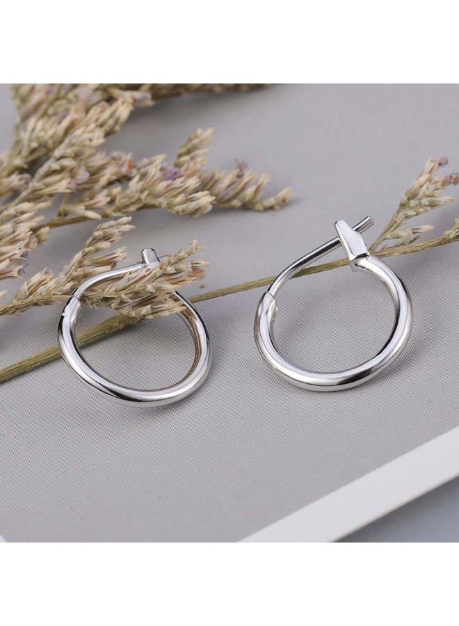 AoedeJ 925 Sterling Silver Hoop Earrings, High Polished Round Tiny Click-Top Hoop Earrings, Small Clasp Hoop Piercing Earrings, Sterling Silver, No Gemstone - Image 5