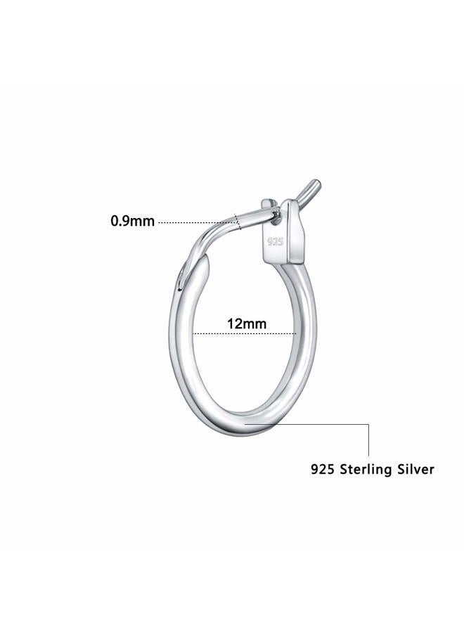 AoedeJ 925 Sterling Silver Hoop Earrings, High Polished Round Tiny Click-Top Hoop Earrings, Small Clasp Hoop Piercing Earrings, Sterling Silver, No Gemstone - Image 4
