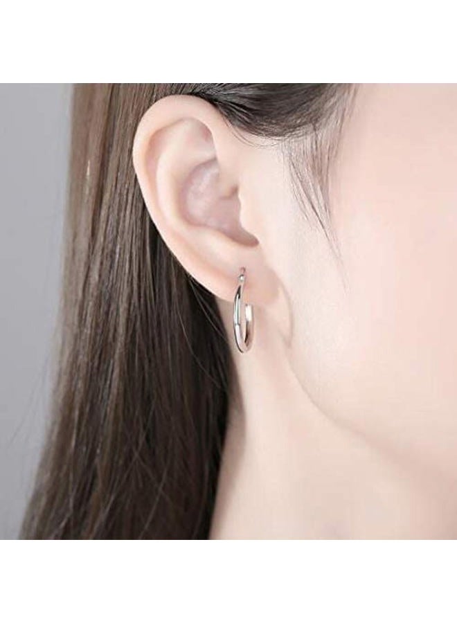 AoedeJ 925 Sterling Silver Hoop Earrings, High Polished Round Tiny Click-Top Hoop Earrings, Small Clasp Hoop Piercing Earrings, Sterling Silver, No Gemstone - Image 2