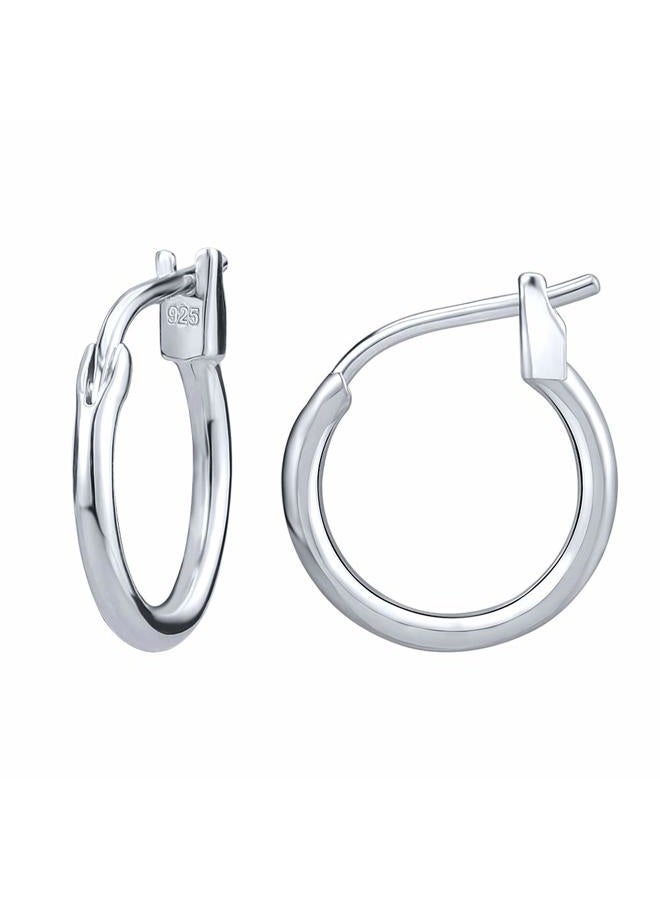 AoedeJ 925 Sterling Silver Hoop Earrings, High Polished Round Tiny Click-Top Hoop Earrings, Small Clasp Hoop Piercing Earrings, Sterling Silver, No Gemstone - Image 1