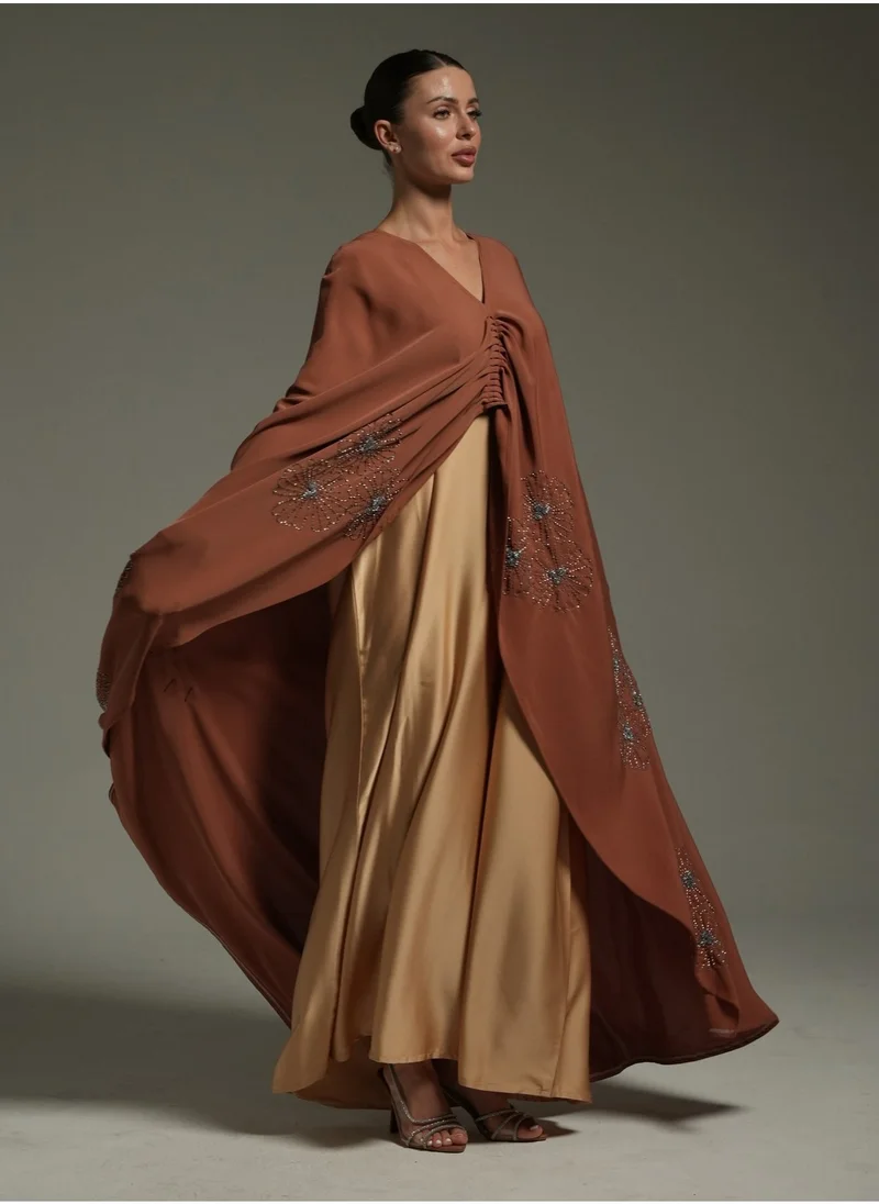 ميم باي ماريا Embellised cape abaya with inner