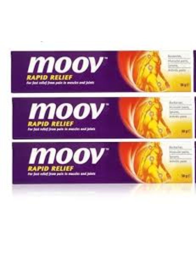 MOOV Rapid Relief Pain Relief Cream 50g – Pack of 3 | 100% Ayurvedic Formula for Back Pain, Muscle Pain, Joint Pain, Sprains & Inflammation