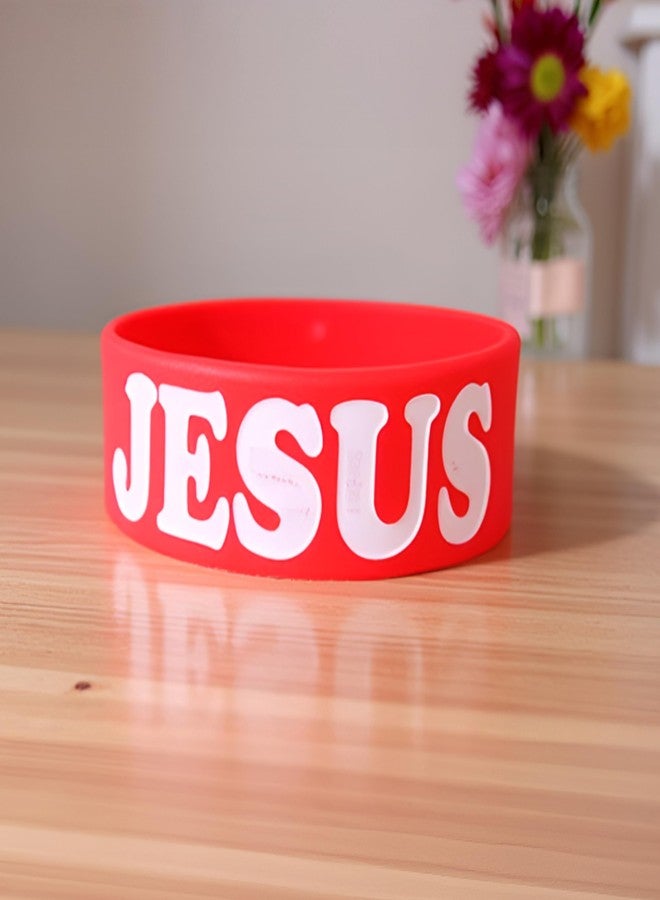 M Men Style Jesus Silicone Wristband – Red Religious Bracelet for Men & Women | Inspirational Christian Faith Band | Durable Rubber Wrist Band SBr2025713 - Image 4