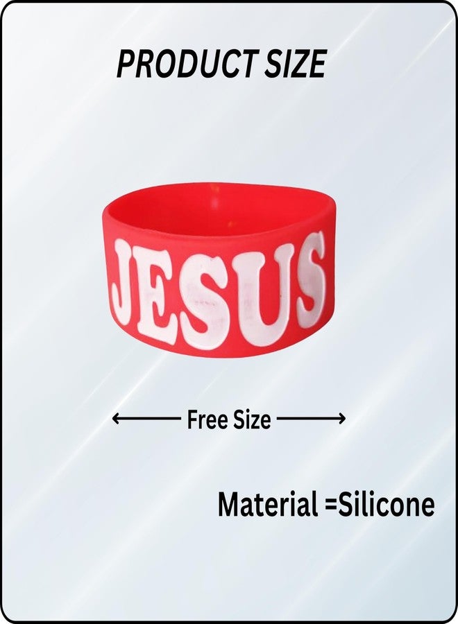 M Men Style Jesus Silicone Wristband – Red Religious Bracelet for Men & Women | Inspirational Christian Faith Band | Durable Rubber Wrist Band SBr2025713 - Image 2