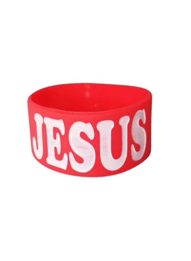 M Men Style Jesus Silicone Wristband – Red Religious Bracelet for Men & Women | Inspirational Christian Faith Band | Durable Rubber Wrist Band SBr2025713 - Image 1