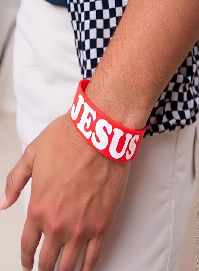 M Men Style Jesus Silicone Wristband – Red Religious Bracelet for Men & Women | Inspirational Christian Faith Band | Durable Rubber Wrist Band SBr2025713 - Image 5