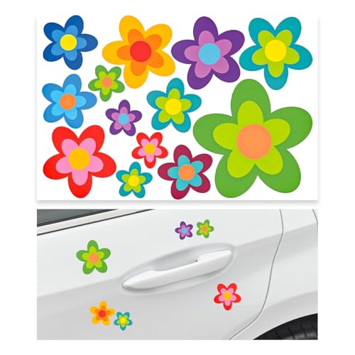 KVAEY Flowers Car Stickers Set Self Adhesive Daisy Flower Label Stickers for Car Body Mirror Window Waterproof Hippie Stickers for Car Scooter Laptop Decoration Car Accessories Style F - Image 1