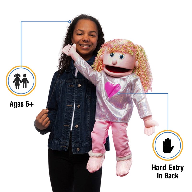 Silly Puppets 25 Kimmie Pink Girl Full Body Ventriloquist Style Puppet - Image 3