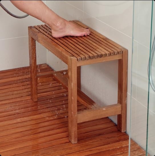E COM Decor Wooden Solid Multipurpose Shower BenchStool for Bedside CornerIndoor or Outdoor Decorative Furniture  - Image 1