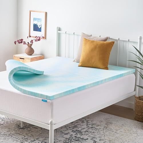 LINENSPA LINENSPA 2 Inch Gel Swirl Memory Foam Mattress Topper  Cooling Gel Infused  Pressure Relieving  CertiPUR Certified  Twin 