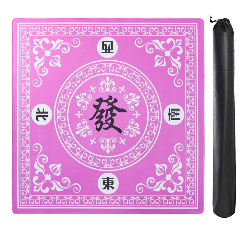 GUSTARIA Mahjong MatMahjong Table Mat with 3 Dice Carrying Bag for Card Board Tile Games Anti Slip and Noise Reduction Table CoverPink 315 inches - Image 3