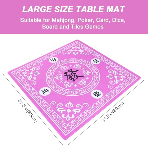 GUSTARIA Mahjong MatMahjong Table Mat with 3 Dice Carrying Bag for Card Board Tile Games Anti Slip and Noise Reduction Table CoverPink 315 inches - Image 5