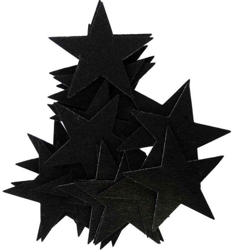 Playfully Ever After 3 Inch Black 22pc Felt Star Stickers - Image 1