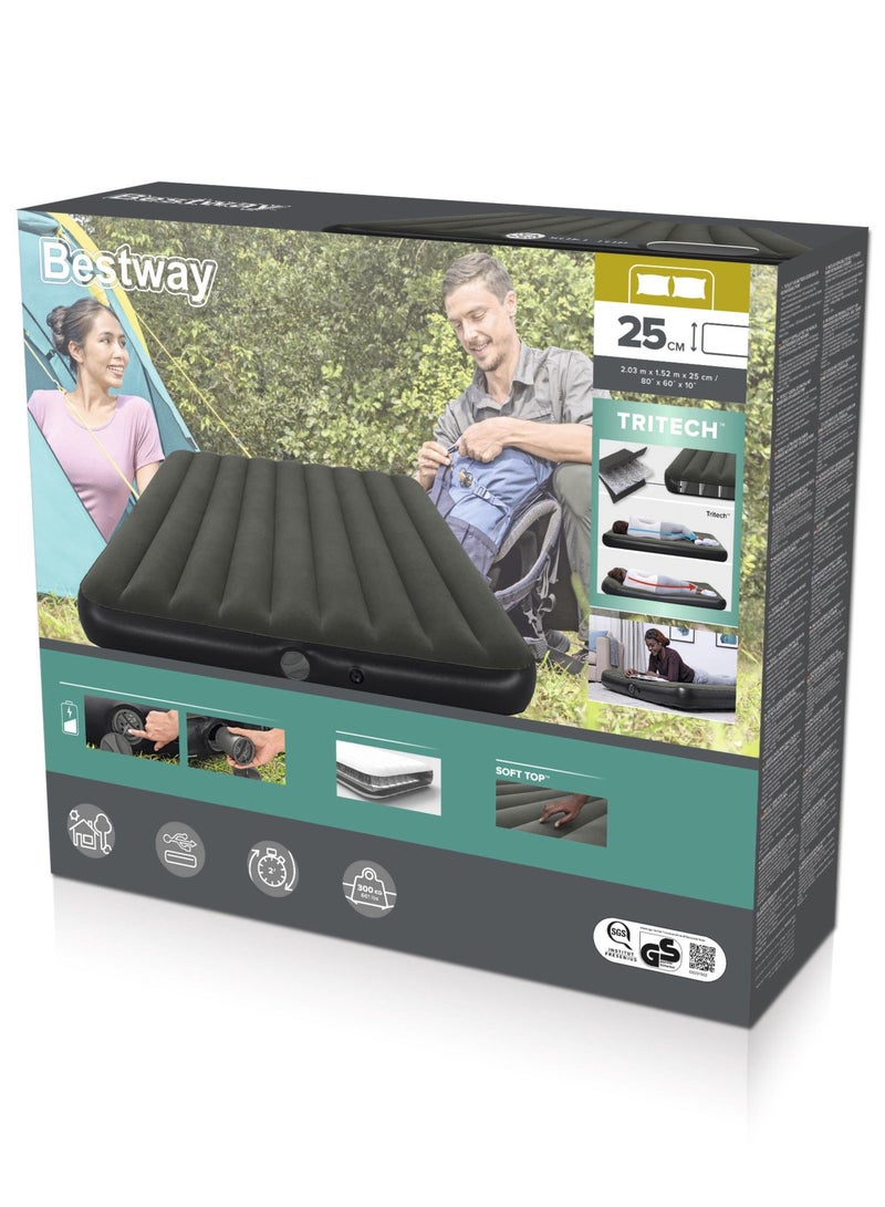 Bestway مرتبة هوائية Bestway Tritech كوين مع مضخة قابلة لإعادة الشحن مدمجة 203x152x25 سم | سرير هوائي | مرتبة قابلة للنفخ | سرير هوائي للتخييم الداخلي والخارجي - Image 2